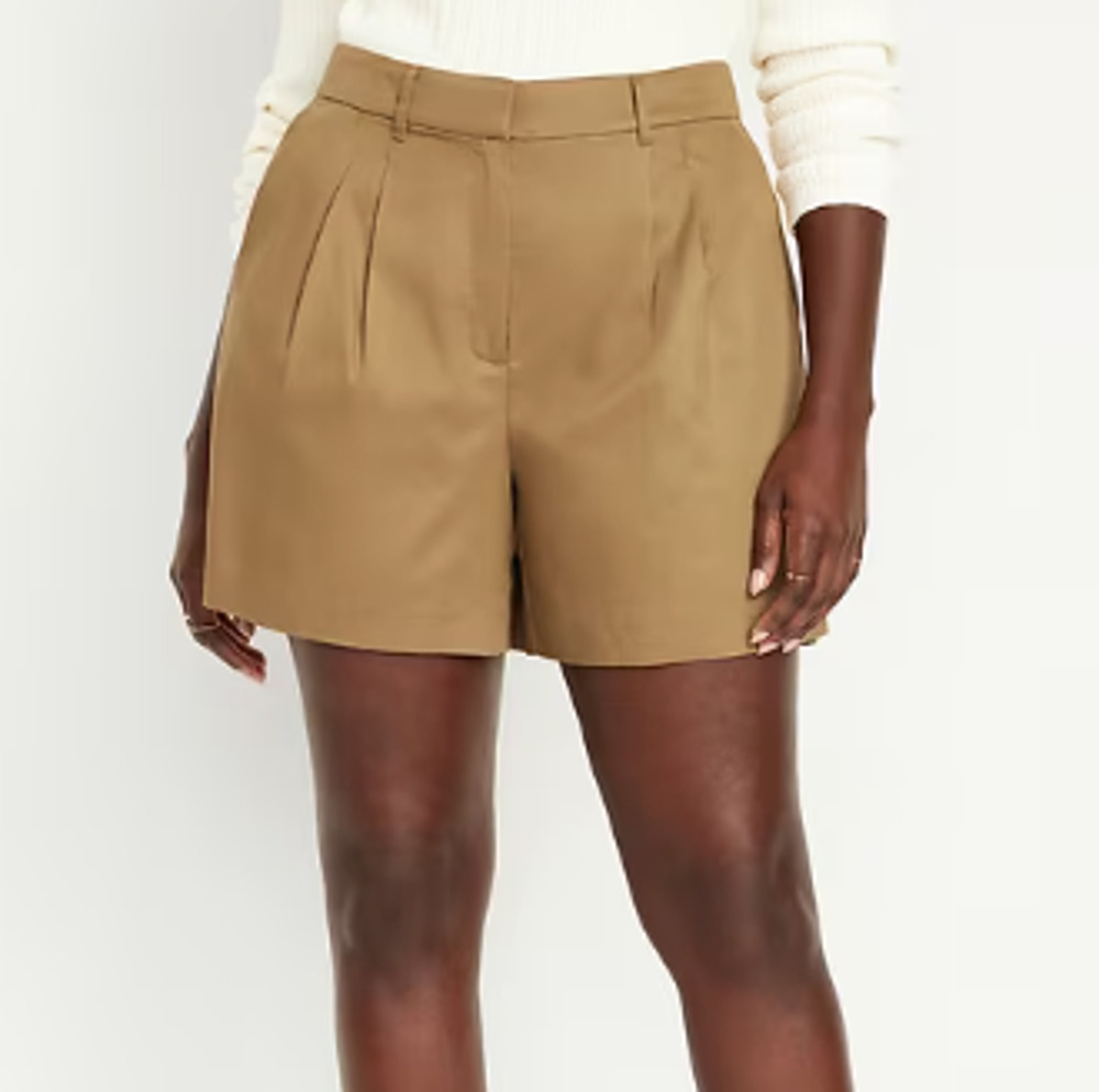 Old Navy Extra High Waisted Taylor Cliff Top Brown Trouser Shorts NEW XL Khaki